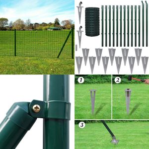vidaXL Euro hek 25x0,8 m staal groen - Euro Hekset - Euro Heksets - Euro Hek Set - Euro Hek Sets