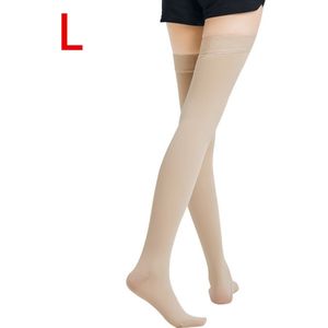Hoge dijbeencompressiekousen 20-30 mm hoog, dames- en herenondersteunende kousen, medisch, pijnvrij, huidskleur L