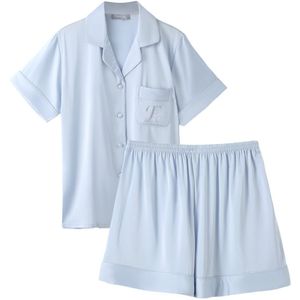 Emilie collection - Pyjama - shortama - lichtblauw - satijn - XL