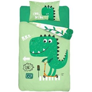 Mayamoo - Ledikant dekbedovertrek - Cool dude groen - Baby dekbed - 100x135 cm