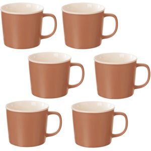 Nature Terracotta Mok - Set van 6 - 38 cl - Hoogwaardig Newbone Porselein