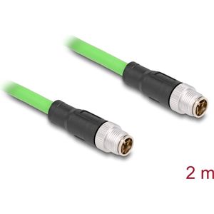 Delock M12 Cable X-coded 8 pin male to male PUR (TPU) 2 m