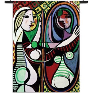 Mezo Wandkleed Picasso Meisje voor een spiegel 1932 Rechthoek Verticaal XXL (250 X 180 CM) - Wandkleden - Met roedes