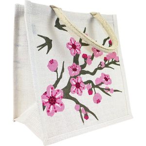 Tas - Bloesem - Jute - Wit - 30x30x20 cm - India - Sawa Hasa - Fairtrade