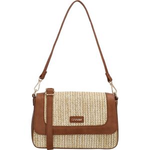 Charm London Hillingdon Schoudertas - Crossbody - Raffia - Schouderband - Praktisch - Ritsvakken - Beige
