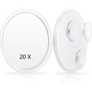 Vergrootspiegel met Zuignap - Make-up Spiegel met Zuignappen - 20x Vergroting - Ø15cm - Reisspiegel - Mini Make Up Spiegel - Geschikt voor thuisgebruik, schoonheidssalons en reizen - Wit