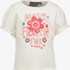 TwoDay meisjes T-shirt met bloemen en glitters - Wit - Maat 92