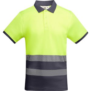 Technisch hoog zichtbaar / High Visability polo shirt met korte mouwen Geel / Donker Blauw model Atrio maat XL