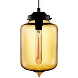 Amber Glazen Design Hanglamp - ø18x27cm - Zwart