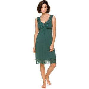 Dames Slipdress Groen Milou-Micromodal-Ademend & Vochtregulerend-Diepe Halslijn & Kanten Details-Maat XS