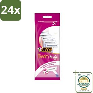 Bic - Twin Lady - Scheermesjes - Dubbel Mesje - Wegwerpmesjes - 5 Scheermesjes - Voordeelverpakking - 24 stuks - Scheermesjes dames - Gladde huid