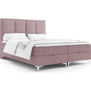 Meuba Home - Jersey Boxspring - Roze - 140x200 - Stof - Met topper 8cm