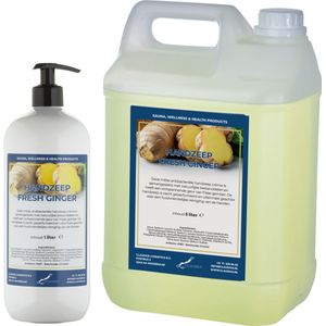Handzeep Fresh Ginger 1 liter met gratis - met gratis pomp- hervulbaar + Jerrycan 5 liter navulling