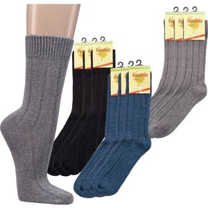 Bamboe sokken - extra warme uitvoering / wintersokken - 2 paar - zwart - normale schachtlengte - maat 39/42