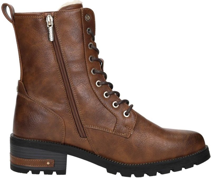 Mustang - Veterschoenen Hoog - Cognac - Casual Schoenen