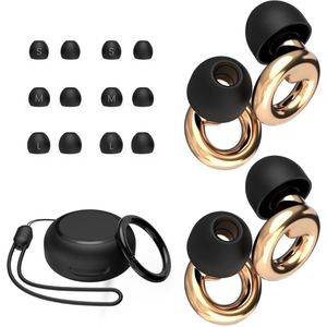 Goodivery - Earplugs - Oordopjes met Lus - Oordopjes om te Slapen - 2 Paar Stijlvolle Herbruikbare Oordopjes met Ruisonderdrukking - Gehoorbeschermende Oordopjes - Zwart en Goud