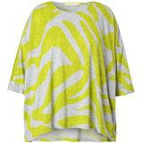 MIAMODA - Dames - Trui oversized zebramotief 3/4-mouwen - Limoen - Maat 42+