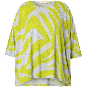 MIAMODA MIAMODA - Dames - Trui oversized zebramotief 3/4-mouwen - Limoen - Maat 42+