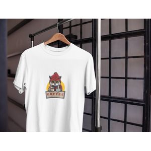 Koffie T-shirt - Wurban Wear | Grappig shirt | Koffie kat | Kleding | Shirt