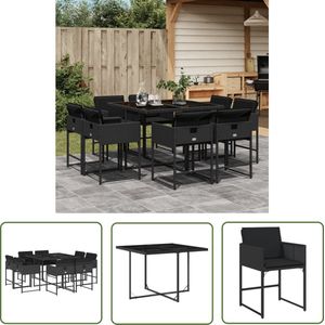 The Living Store 9-delige Tuinset poly rattan zwart - Tuinsets - Bistroset - Buitendecoratie - Outdoor Furniture - Lounge Set