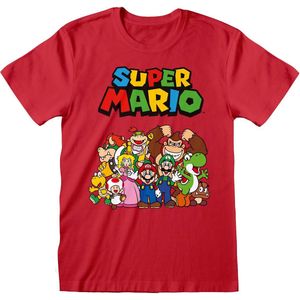 Super Mario - Group Shot - T-shirt - Rood