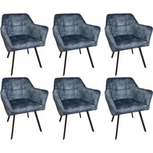 Eetkamerstoel Otis - Set van 6 - Velvet - Blauw