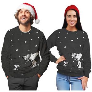 Grijze uniseks kersttrui met motief voor heren en dames - Lelijke kersttrui