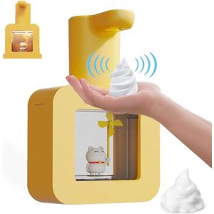 Automatische Sensor Zeepdispenser Schuimende - Touchless Zeepdispenser - Kinderen - Zachte en Warme Verlichting - Cartoon Huisdier - Waterdichte Handwas Vloeibare Machine - Badkamer Countertops - Geel .