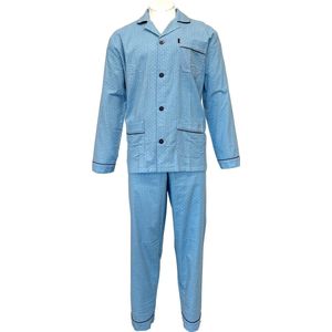 Gentlemen - warme klassieke heren pyjama 9461 met doorknoop - flanel - blauw - maat 50