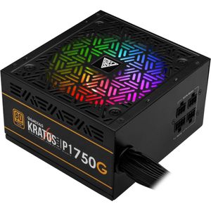 PC ATX Voeding Intern 750 Watt – PSU Computer Power Supply Sleeved Cables en Adressable RGB LED Verlichting - 4x 6+2 Pin Aansluiting voor Videokaart - ATX12V v2.4 Compatible - Gamdias Kratos P1A-750W GOLD
