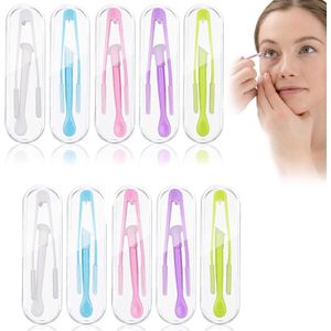 10 Set Contactlenzen inzethulp - pincet+contactlenszuiger - Lens zuignap - Contactlenzen zuiger - Lens ploffertje - Zachte contactlensverwijderaar - Siliconen Zachte - Met opbergetui - voor thuisgebruik op reis - Voor meisjes met lange nagels
