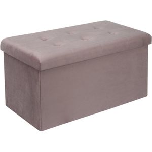 Moderne Opbergbank - Zitbank Poef - Roze Velvet - Met opbergruimte - 76x38x38cm