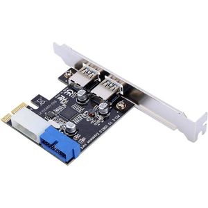 2-Port PCI-E naar USB 3.0 Uitbreidingskaart met 19-Pin Connector - USB PCI-E Kaart voor Extra Poorten