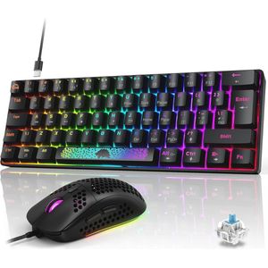 Compact mechanisch gaming-toetsenbord met RGB muis en muismat