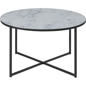 Sohome Ronde Salontafel Aubri - Ø80cm Wit Marmerlook - onderstel Zwart