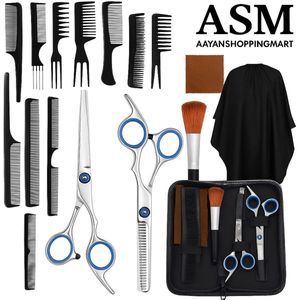 kappersset – 17-delige set kappers scharen- en kammenset – complete haarknipset – kam – shaver – kapperskoffer – haarborstel antiklit - 21195