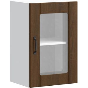 vidaXL - Keukenwandkast - met - glazen - deur - Lucca - bruin - eikenkleur