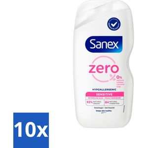 Sanex Zero% - Douchegel - Gevoelige Huid - 0% Parfumsulfaten - Hypoallergeen - 400 ml - Bulkverpakking - 10 stuks