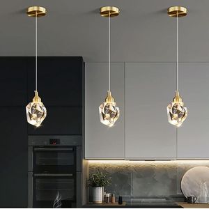 Wandlamp - Moderne Kristallen Hanglamp, 3-kleuren LED Kristallen Hanglamp, Voor Keuken Slaapkamer Woonkamer Eetkamer Verlichting (Goud)