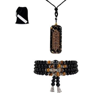 Provento - Armband met Natuurlijke Kristallen voor Chakra Balans en Meditatie - Set van 3 Stuks met Zwarte Draagtas