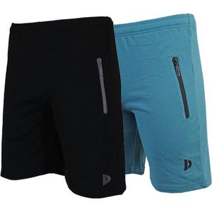 2-Pack Donnay Joggingshort - Sportshort - Heren - Maat L - Black/Vintage-blue