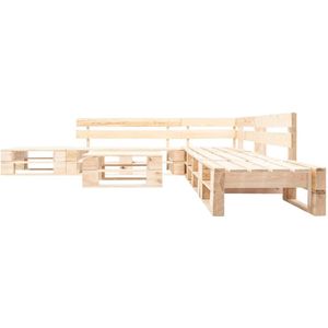 vidaXL Loungeset 6-delig - Hout - Natuurlijk Houtkleur Pallet Lounge Set - Tuinset - Loungebank - Buitentijd - Houten Meubels