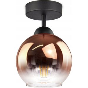 Plafondlamp Industrieel voor Woonkamer, Eetkamer - Plafonniere E27 LED - Koper Glas - 1-lichts - Koper Transparant - 1 bol