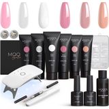 Moods Gellac - Luxe Polygel Set - Polygel Nagels Starterspakket - Inclusief UV LED lamp - 6 Kleuren - Nude Roze