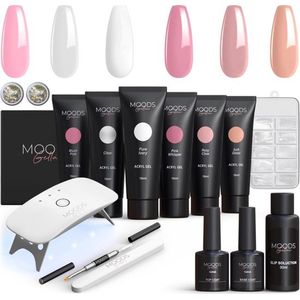 Moods Gellac - Luxe Polygel Set - Polygel Nagels Starterspakket - Inclusief UV LED lamp - 6 Kleuren - Nude Roze