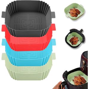 4 stuks -geschikt voor airfryer siliconen liners - 7,6 inch - herbruikbare - vierkante siliconen geschikt voor airfryer liners - voor 2.8-5.6 L - voedselveilige geschikt voor airfryers ovenaccessoires - bakpapier alternatief - bakplaat