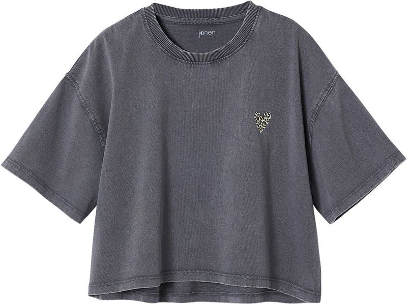 JONEN - Crop Top - Antraciet - Gecropped T-shirt voor Meisjes