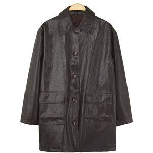 Trendyol Garderobe Essentials Donkerbruine Faux Leather Oversized Midi Trenchcoat Twoaw26Tr00009