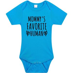 Mommys favourite human tekst baby rompertje blauw jongens - Kraamcadeau/ Moederdag - Babykleding 68