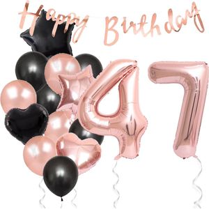 Snoes Ballonnen 47 Jaar Feestpakket – Versiering – Verjaardag Set Liva Rose Cijferballon 47 Jaar - Heliumballon
